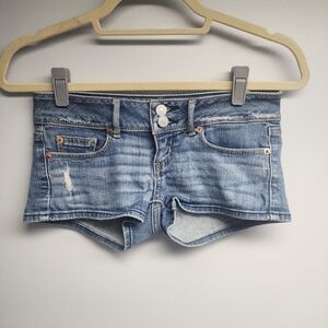 Low Waisted Stretch American Eagle Outfitters Blue Jean Shorts